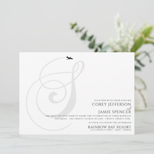 テイクオフSイニシャル結婚式招待状 招待状 (スタンド正面)