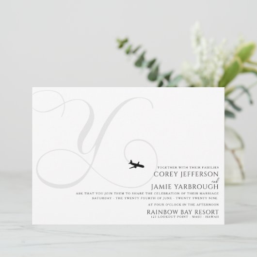 テイクオフYイニシャル結婚式招待状 招待状 (スタンド正面)