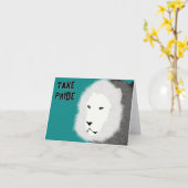 テイクプライドノートカード – ライオンのティール(緑がかった色) カード (黄色い花)