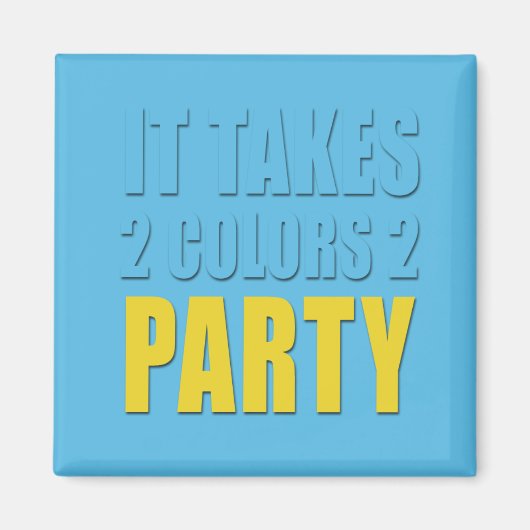 テイク2色2パーティー黄色：青 マグネット (正面)