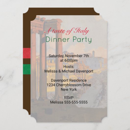 テイストオブイタリアディナーパーティー招待状 招待状 (正面/裏面)