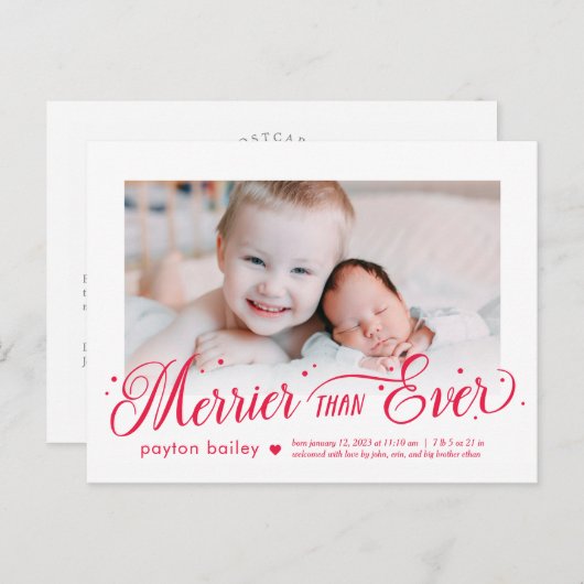 テイメリーント編集可能カラーベビーホリデーカード シーズンポストカード (正面/裏面)