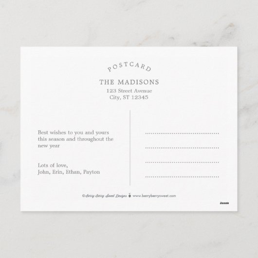 テイメリーント編集可能カラーベビーホリデーカード シーズンポストカード (裏面)