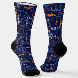 テイラーパーソナライズされた名orange blue gray ソックス