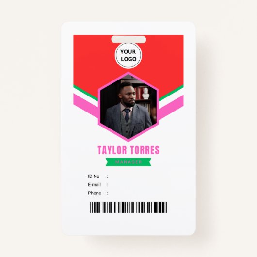 テイラー | 従業員フォトID会社マネージャーバッジ バッジ (正面)