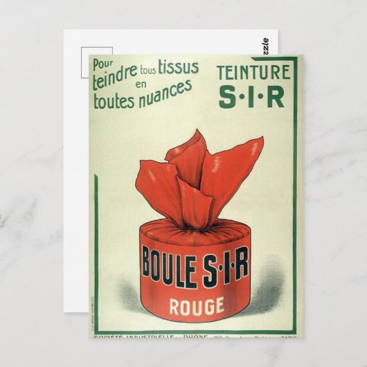 テインチュールルージュフランスのヴィンテージレディースブードワアドバー ポストカード (正面/裏面)