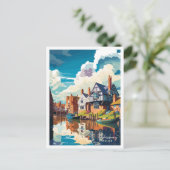 テウケズベリーイングランドヴィンテージトラベルイラストレーション ポストカード (スタンド正面)