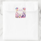 テエカラフルペ魅力的誕生日スリーポバーパーティー スクエアシール (バッグ)