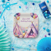 テエカラフルペ魅力的誕生日スリーポバーパーティー ペーパープレート (パーティー)