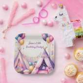 テエカラフルペ魅力的誕生日スリーポバーパーティー ペーパープレート (パーティー)