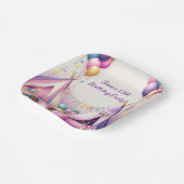 テエカラフルペ魅力的誕生日スリーポバーパーティー ペーパープレート (傾斜あり)