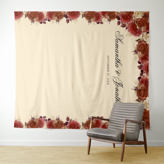 テエレガントラコッタフ結婚ラワーズの背景 タペストリー (インサイチュ(横))