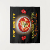 👍 😋❤️テオックボッキ熱・スパイシーな韓国の餅 タペストリー (正面)