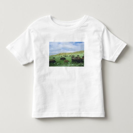 テオドールの草原の草を食べるバイソンの群れ トドラーTシャツ (正面)