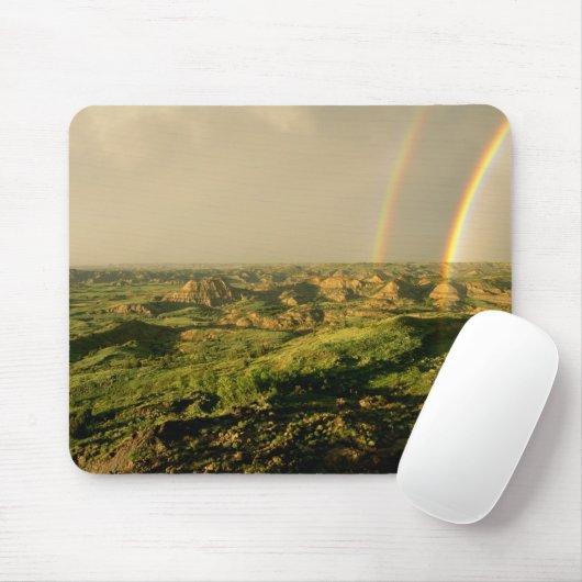 テオドーレの峡谷を越え色彩の鮮やかたダブルレインボー マウスパッド (マウス)
