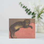 テオフィレステインレン |冬：クッションの上の猫 ポストカード (スタンド正面)