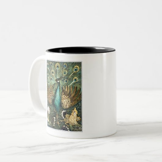 テオヴァンホイエマヴィンテージピーコックオープンウィングスピーフー ツートーンマグカップ (正面左)