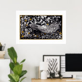 テオヴァンホイテマレトロピーコッククリップアートブラック ポスター (ホームオフィス)