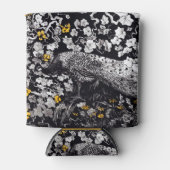 テオヴァンホイテマレトロピーコッククリップアートブラック 缶クーラー (正面)