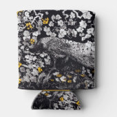 テオヴァンホイテマレトロピーコッククリップアートブラック 缶クーラー (裏面)