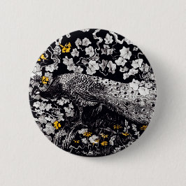 テオヴァンホイテマレトロピーコッククリップアートブラック 缶バッジ