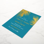 テオールトロピカルパームズサマービーチ結婚式金ゴールド 箔招待状 (回転した状態)
