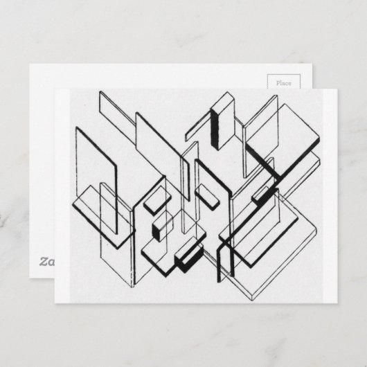 テオ・ファン・ドースブルフによる建築分析 ポストカード (正面/裏面)