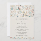 テカジュアルラモダンッツォパステルカラーズレトロ結婚 招待状 (正面)