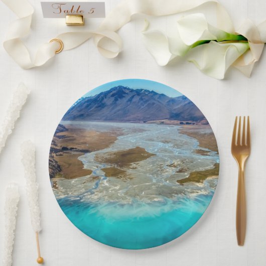 テカポ湖とニュージーランド南部アルプス ペーパープレート (ウェディング)