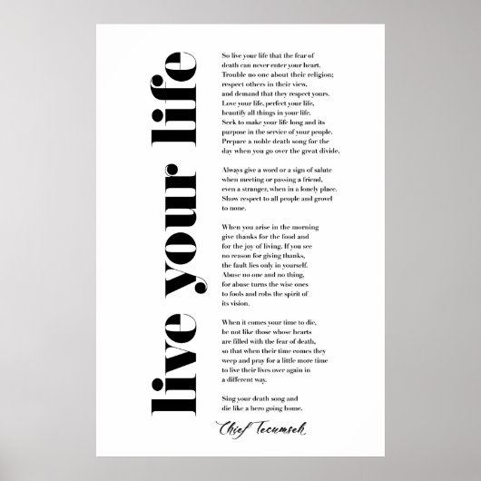 テカンセで人生を生きる ポスター (正面)