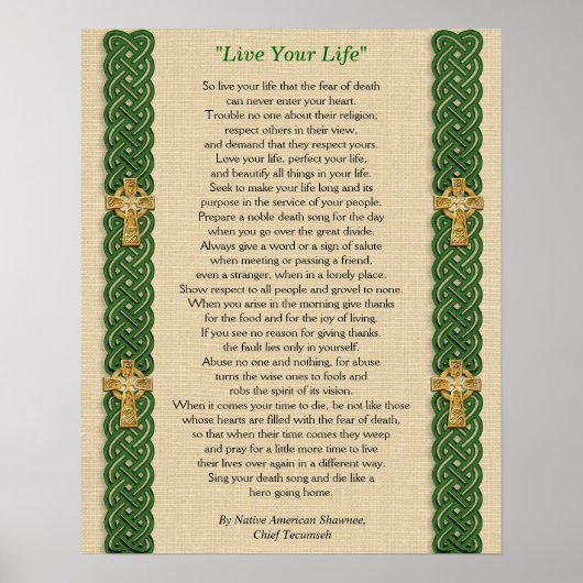 テカンセ主任著「あなたの人生を生きる」 ポスター (正面)