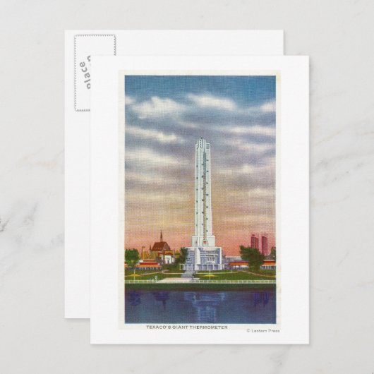 テキサコの巨大温度計の表示 ポストカード (正面/裏面)