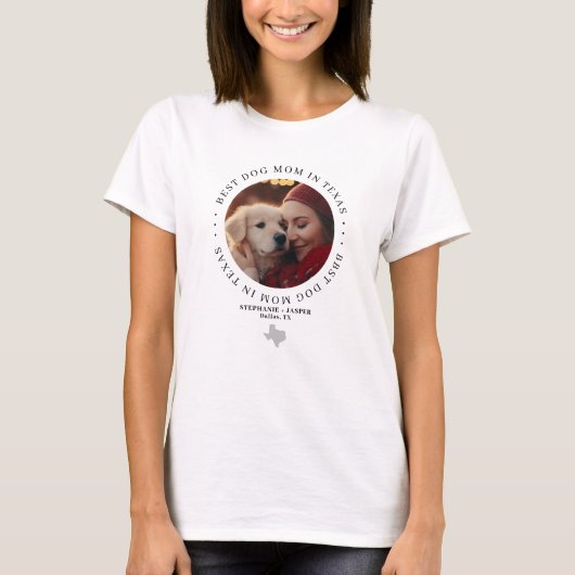 テキサスで一番の愛犬家のママ 写真入りカスタムグッズ Tシャツ (正面)