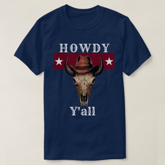 テキサスで人気のフレーズ Howdy Y'all Tシャツ (デザイン正面)