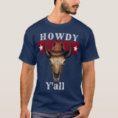 テキサスで人気のフレーズ Howdy Y'all Tシャツ (正面)