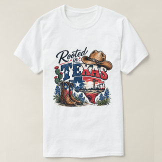 テキサスに根ざして - ビンテージのコウボーイブーツ Tシャツ