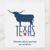 テキサスのシンボル, ロングホーン, ネイビーブルー ワインラベル (シングルラベル)