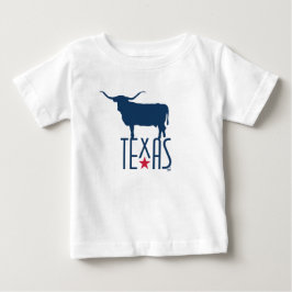 テキサスのシンボル、ロングホーン、ネイビー ベビーTシャツ