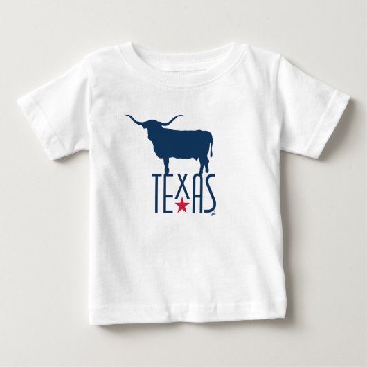 テキサスのシンボル、ロングホーン、ネイビー ベビーTシャツ (正面)