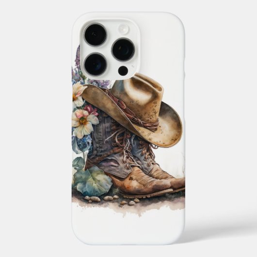 テキサスの花柄カウガールブーツハット Case-Mate iPhoneケース (裏面)