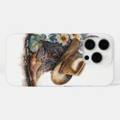 テキサスの花柄カウガールブーツハット Case-Mate iPhoneケース (裏面 (横))