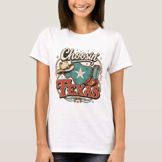 テキサスを選ぶヴィンテージウエスタンシャツ Tシャツ (正面)