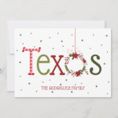 テキサススタイルの文字とポインセチアの花輪 シーズンカード (正面)