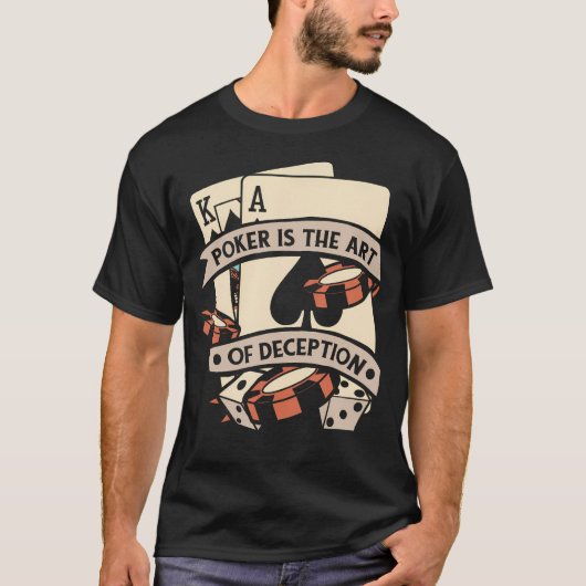 テキサスホールデムポーカーのハンド「欺きの技法」 Tシャツ (正面)