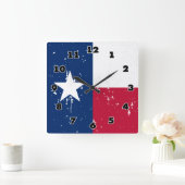 テキサス人のためのヴィンテージのテキサス州の旗の正方形の柱時計 スクエア壁時計 (ホーム)