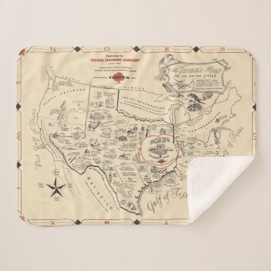 テキサス人の(テキサス州)の米国の地図 シェルパブランケット (正面(横))