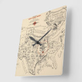 テキサス人の(テキサス州)の米国の地図 スクエア壁時計 (傾斜)