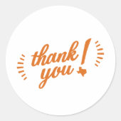 テキサス州ありがとうオレンジ ラウンドシール (正面)