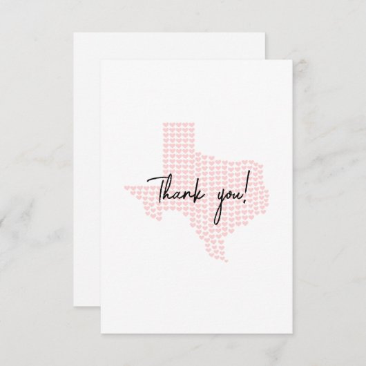 テキサス州ありがとう赤面ハートグリーティングカード サンキューカード (正面/裏面)