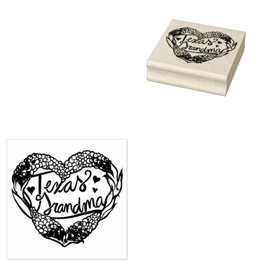 テキサス州おばあちゃんテキサス州ブルーボンネットハート ラバースタンプ (押印)